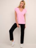 KAFFE Lise V-Neck T-Shirt, Pink Frosting