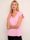 KAFFE Lise V-Neck T-Shirt, Pink Frosting