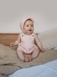 The Little Tailor Baby Super Soft Woven Bonnet, Pink Gingham