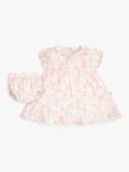 The Little Tailor Baby Muslin Dress and Bloomers Set, Pink Woodland