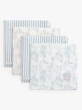 The Little Tailor Mixed Pattern Muslin Cloths, Pack of 4, Blue