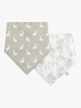 The Little Tailor Baby Muslin Bibs, Pack of 2, Grey Hare/Woodland