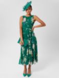 Hobbs Carly Floral Midi Dress, Green/Multi