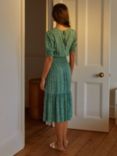 Albaray Painterly Ditsy Shirred Dress, Green/Multi