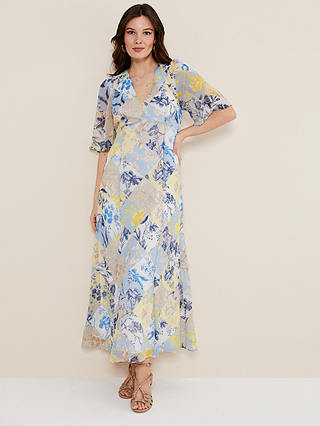 Phase Eight Akia Patchwork Print Maxi Dress, Blue/Multi