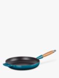 Le Creuset Cast Iron Signature Frying Pan with Wood Handle, Deep Teal