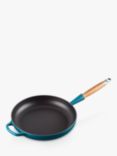 Le Creuset Cast Iron Signature Frying Pan with Wood Handle, Deep Teal