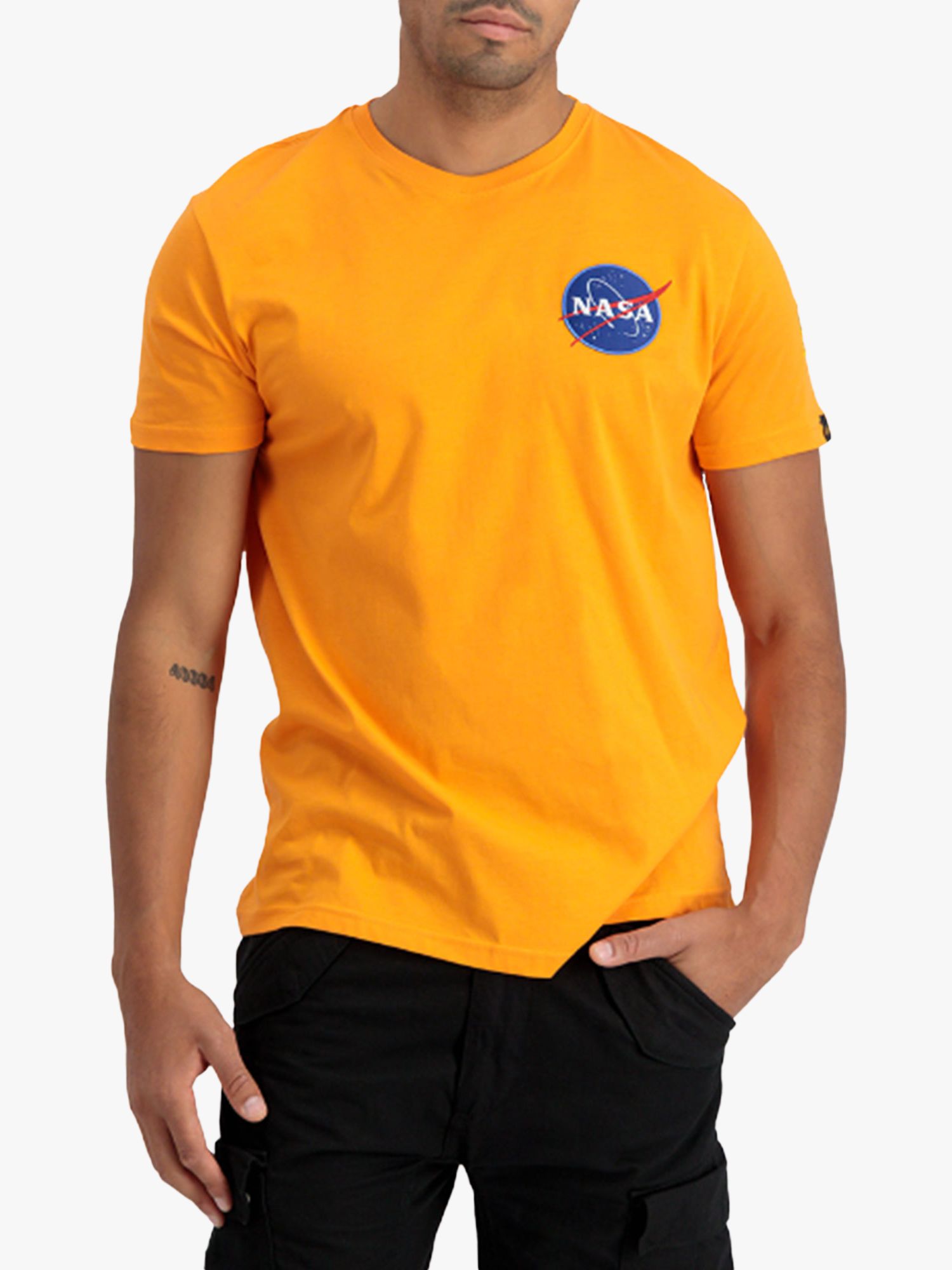 Alpha Industries X NASA T-Shirt, Orange & Lewis Shuttle Logo Alpha at Space Partners John