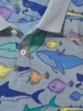 Crew Clothing Kids' Fish Print Polo Top, Blue