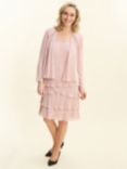 Gina Bacconi Camira Embellished Tiered Dress & Jacket, Rose Pink