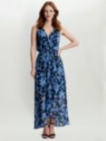 Gina Bacconi Alaura Long Printed Sleeveless Dress, Navy Multi, Navy Multi