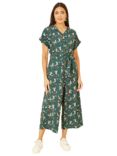 Yumi Crane Print Culotte Jumpsuit, Teal