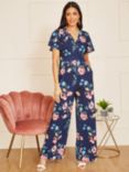 Yumi Floral  Angel Sleeve Wide Leg Jumpsuit