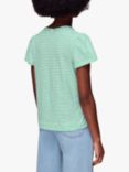 Whistles Cotton Frill Stripe T-Shirt, Green/Multi
