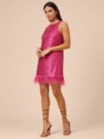 Aidan by Adrianna Papell Sequin Halter Swing Dress, Hot Pink, Hot Pink