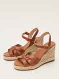 Phase Eight Leather Multi Strap Espadrille Wedge Sandals, Tan