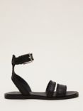 Phase Eight Leather Double Strap Flat Sandals, Black