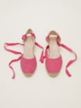 Phase Eight Suede Ankle Tie Espadrilles, Bright Pink