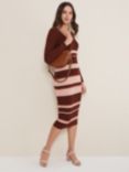 Phase Eight Dani Striped Jumper Dress, Burgundy/Pink