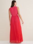 Phase Eight Piper Pleated Maxi Dress, Red/Pink