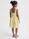 Reiss Kids' Bethany Bow Strap Lace Peplum Dress, Lemon