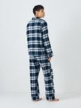 John Lewis Plaid Check Herringbone Triple Brushed Cotton Shirt Pyjama Set, Blue/Pink