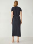 HUSH Naila Lace Trim Organic Cotton Jersey Midi Dress, Midnight Navy