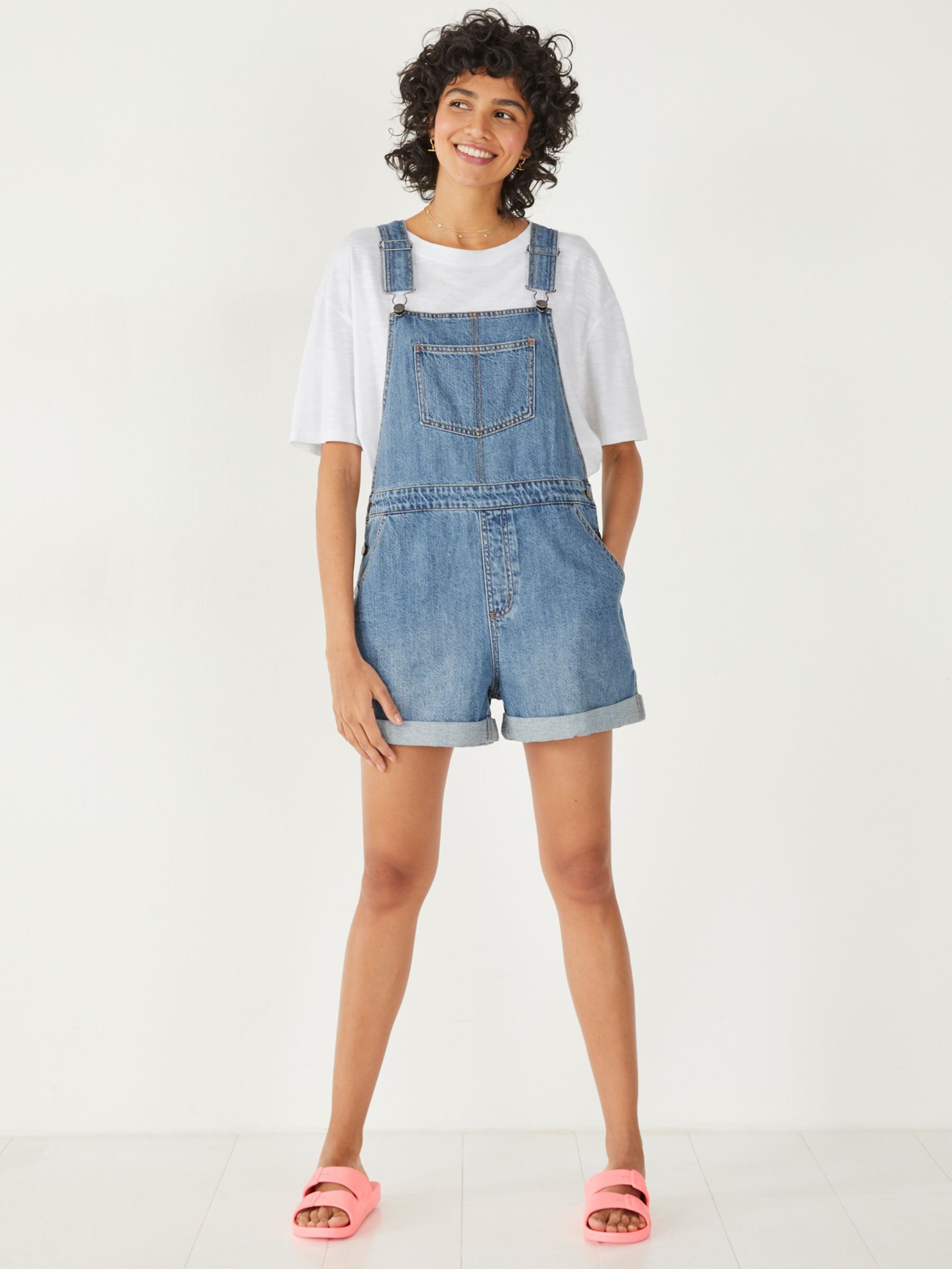 HUSH Jasmine Relaxed Short Dungarees, Light Authentic Blue at John Lewis &  Partners