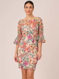 Adrianna Papell Floral Embroidered Sheath Dress, Bright Rose/Multi