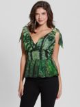 GUESS Roxan Wrap Neckline Silk Blend Top