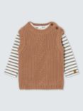 John Lewis Baby Wool Blend Knitted Sweater Vest & T-Shirt Set, Neutral/Multi