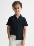 Reiss Kids' Caspa Cotton Jersey Cuban Collar Shirt