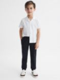 Reiss Kids' Caspa Cotton Jersey Cuban Collar Shirt, White