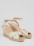 L.K.Bennett Angela Leather Wedge Heel Espadrilles, Ecru