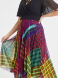 Scarlett & Jo Carole Pleated Skirt Midi Dress, Black/Multi