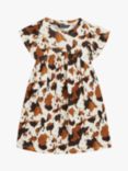 Whistles Kids' Piper Cow Print Cotton Jersey Dress, Brown/Multi