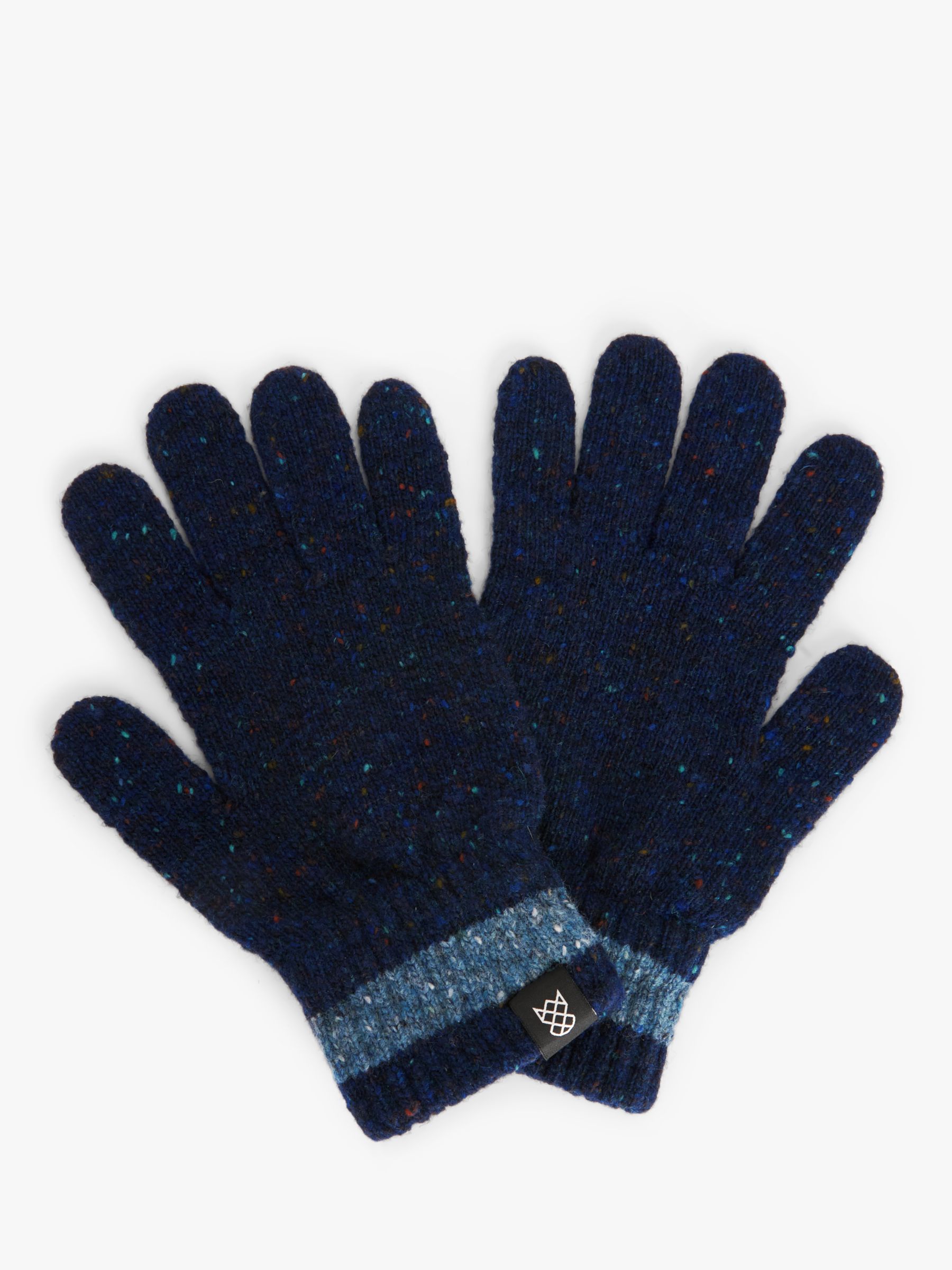 John Lewis Made in UK Donegal Wool Gloves, Navy/Blue