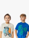 Fabric Flavours Kids' Graphic Biker T-Shirts, Pack of 2, Blue/White/Multi