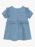Carrément Beau Baby Floral Embroidered Light Denim Dress, Blue