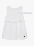 Carrément Beau Baby Broderie Bow Detail Dress And Headband, White