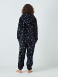 John Lewis Snowflake Velour Onesie, Navy/Silver