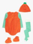 John Lewis Baby Pumpkin Stripe 4 Piece Costume Set, Orange/Green