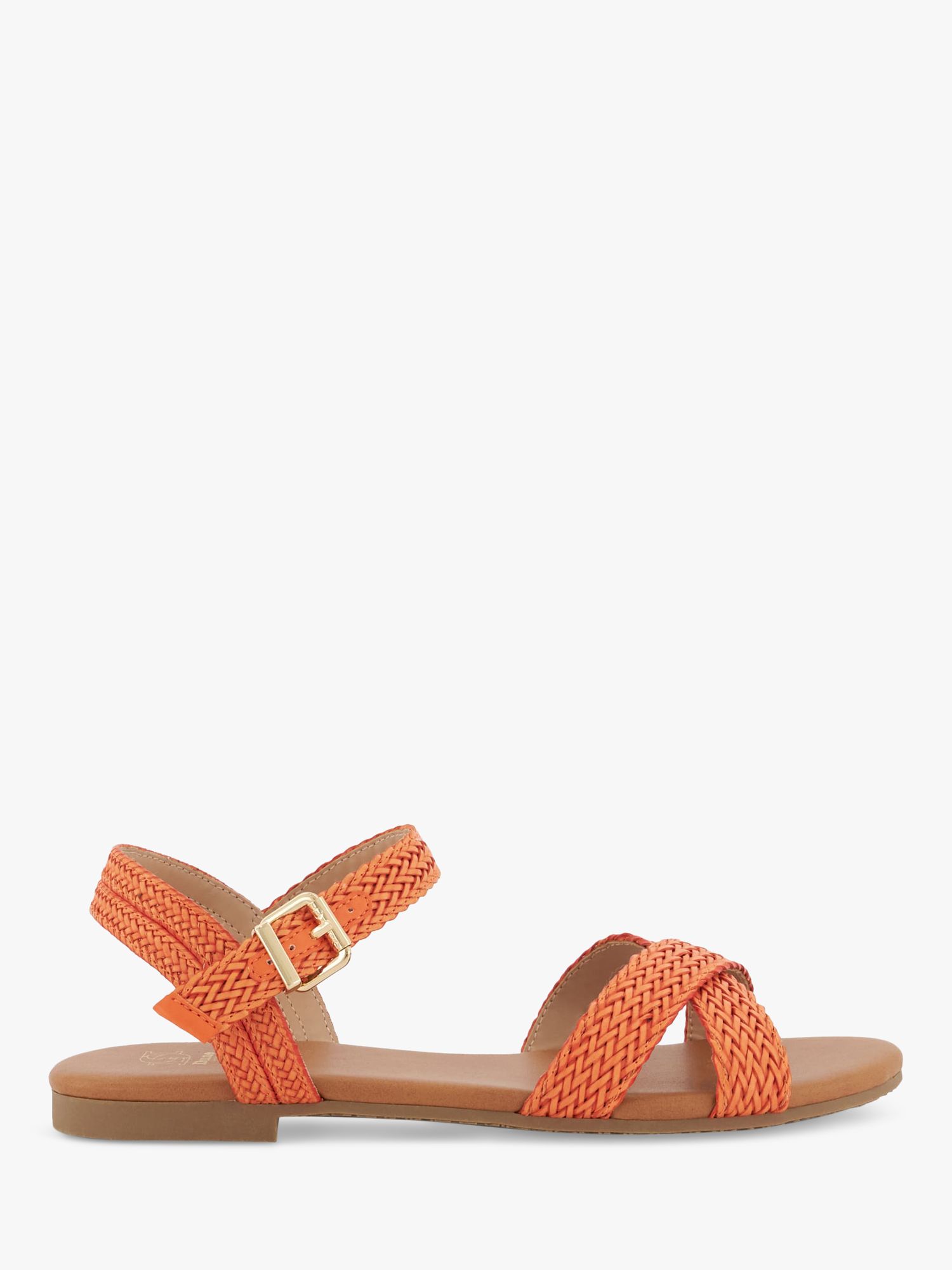 Dune Lalisa Woven Strap Flat Sandals, Orange, EU41