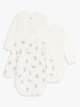 Petit Bateau Baby Rabbit Star and Plain Long Sleeve Bodysuit, Pack of 3, Cream/Multi