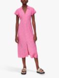 Whistles Nina Diagonal Fleck Print Midi Dress, Pink/Multi, Pink/Multi