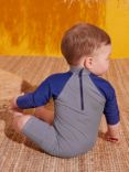 Petit Bateau Baby Pinstripe Sun Protection Suit, Medieval/Marshmallow