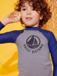 Petit Bateau Kids' Stripe Graphic Long Sleeve T-Shirt, Navy
