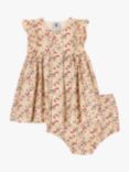 Petit Bateau Baby Poplin Floral Dress & Bloomer Set, Avalanche/Multi