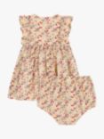 Petit Bateau Baby Poplin Floral Dress & Bloomer Set, Avalanche/Multi