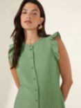 Ro&Zo Ditsy Frill Shoulder Shirt Dress, Khaki Green